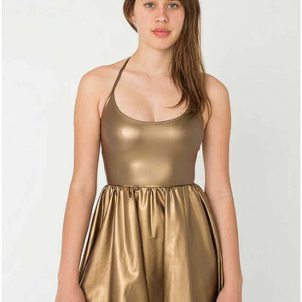 American Apparel Figure Skater Dress in Gold